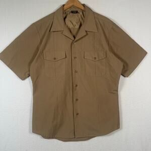 US Navy Mens Vintage 80s Khaki Short Sleeve Button Down Shirt by Creighton